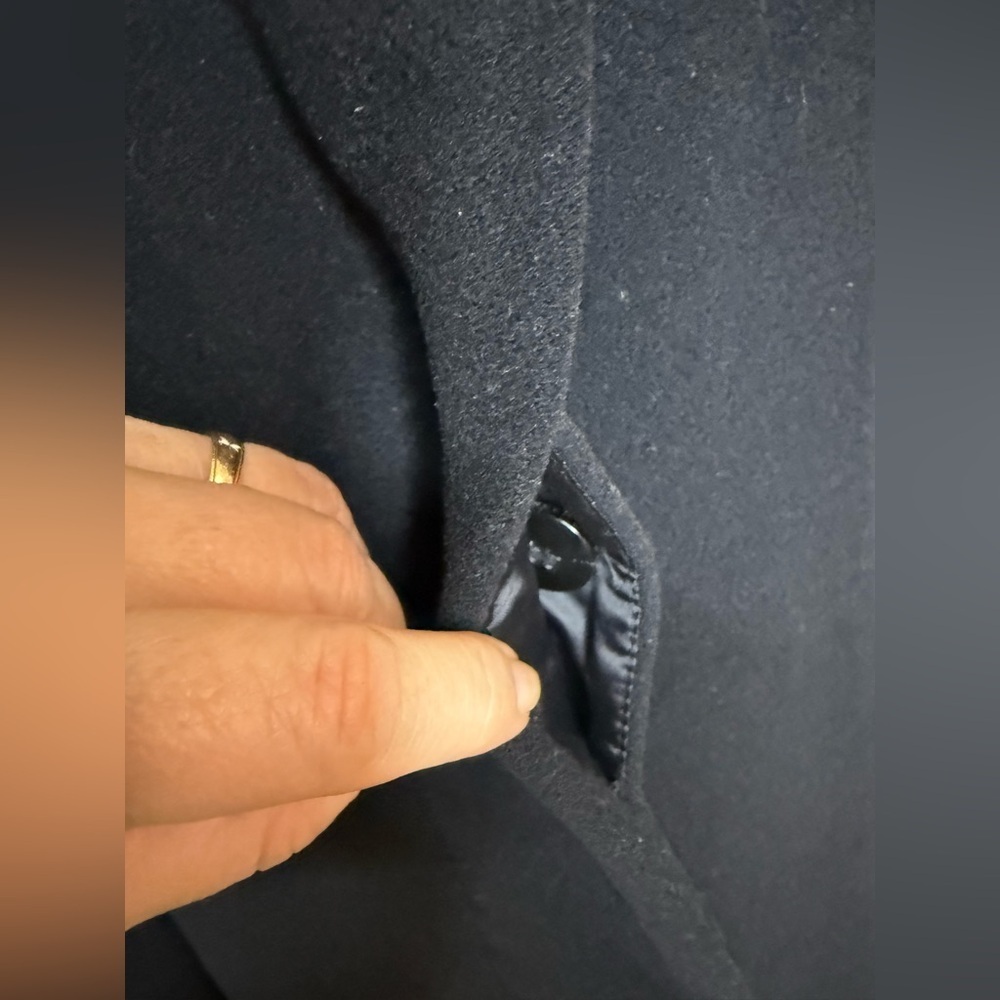 Cole Haan Wool Cashmere black midi large collar soft warm preppy winter coat 4P - Picture 5 of 14